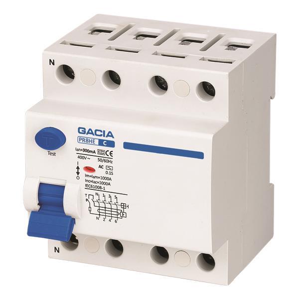 ΡΕΛΕ ΔΙΑΡΡΟΗΣ 4Χ63Α 10KA 300mA TYPE AC+S GACIA