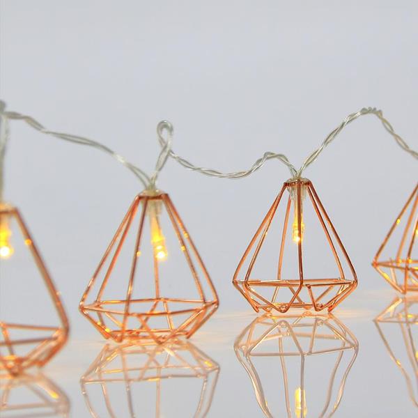 ΣΕΙΡΑ ΜΠΑΤΑΡΙΑΣ, 10 LED 5mm, ΘΕΡΜΑ ΛΕΥΚΑ ΜΕ ΧΑΛΚΙΝΑ ΜΕΤΑΛΛΙΚΑ ΔΙΑΚΟΣΜΗΤΙΚΑ, ΠΡΟΕΚΤΑΣΗ ΠΑΡΟΧΗΣ 50cm, ΑΝΑ 15cm, IP20