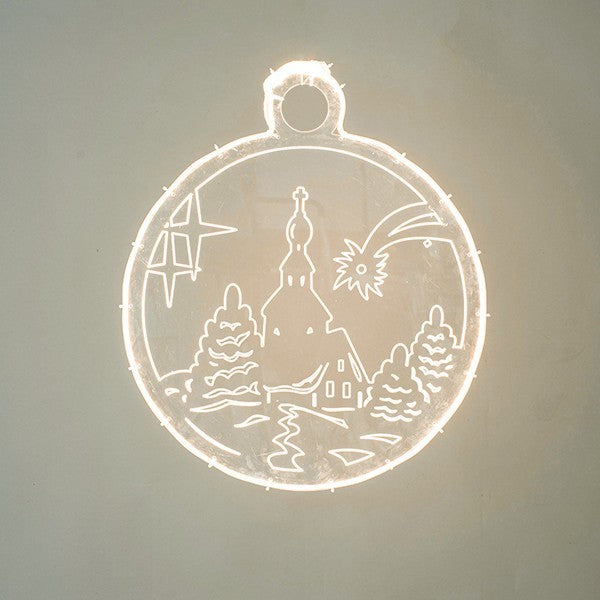 ΕΠΑΓΓΕΛΜΑΤΙΚΟ ΣΧΕΔΙΟ ΚΡΕΜΑΣΤΟ ΜΕ PLEXI GLASS, ΕΚΚΛΗΣΙΑ ΜΕ ΑΣΤΕΡΙΑ, ΘΕΡΜΗ ΛΕΥΚΗ ΤΑΙΝΙΑ LED, 48x2x63cm, IP65