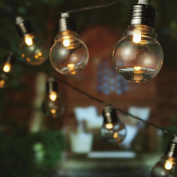 PARTY LED, 20 LED, ΠΛΑΣΤΙΚΟΥΣ ΔΙΑΦΑΝΟΥΣ ΓΛΟΥΜΠΟΥΣ 5cm, 31V ADAPTOR, ΔΙΑΦΑΝΟ PVC ΚΑΛΩΔΙΟ, ΘΕΡΜΟ ΛΕΥΚΟ LED ΑΝΑ 20cm, ΠΡΟΕΚΤΑΣΗ ΠΑΡΟΧΗΣ 1m, ΙΡ44
