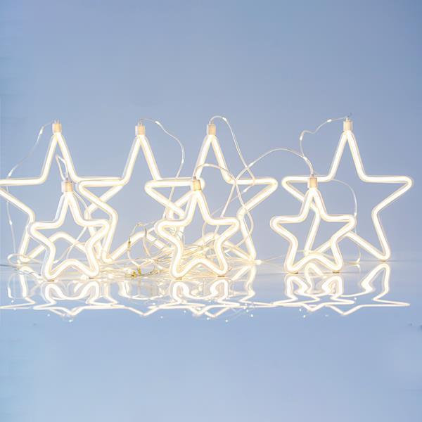 ΚΟΥΡΤΙΝΑ, 47 MINI LED, 27V ADAPTOR, 4 ΜΕΓΑΛΑ 18cm & 3 ΜΙΚΡΑ 14cm ΑΣΤΕΡΙΑ NEON Φ., 4 ΕΠΕΚΤΑΣΕΙΣ ΕΩΣ 3 ΣΕΤ, ΑΣΗΜΙ ΧΑΛΚΙΝΟ ΚΑΛΩΔΙΟ, ΘΕΡΜΟ ΛEΥΚΟ LED & ΘΕΡΜΗ ΛΕΥΚΗ NEON Φ. (H108 x W150cm), LEAD WIRE 3m, IP44
