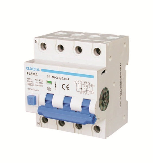ΡΕΛΕ RCBO ΤΕΤΡΑΠΟΛΙΚΟ 40A 6kA 100mA 3P+N GACIA TYPE A