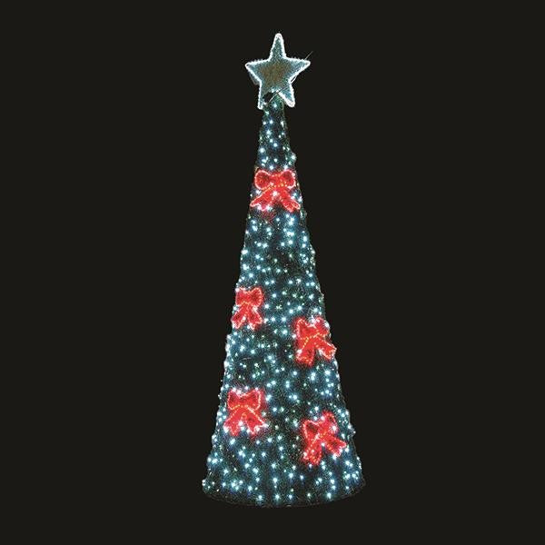 ΕΠΑΓΓΕΛΜΑΤΙΚΟ ΣΧΕΔΙΟ, ΧΡΙΣΤΟΥΓΕΝΝΙΑΤΙΚΟ ΔΕΝΤΡΟ 3D ΜΕ ΦΙΟΓΚΟΥΣ, 230V, ΛΕΥΚΗ ΚΑΙ ΚΟΚΚΙΝΗ LED ΦΩΤ/ΝΑ, ΛΕΥΚΟ LED, 300x120cm, IP65