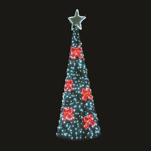 ΕΠΑΓΓΕΛΜΑΤΙΚΟ ΣΧΕΔΙΟ, ΧΡΙΣΤΟΥΓΕΝΝΙΑΤΙΚΟ ΔΕΝΤΡΟ 3D ΜΕ ΦΙΟΓΚΟΥΣ, 230V, ΛΕΥΚΗ ΚΑΙ ΚΟΚΚΙΝΗ LED ΦΩΤ/ΝΑ, ΛΕΥΚΟ LED, 1200x450cm, IP65