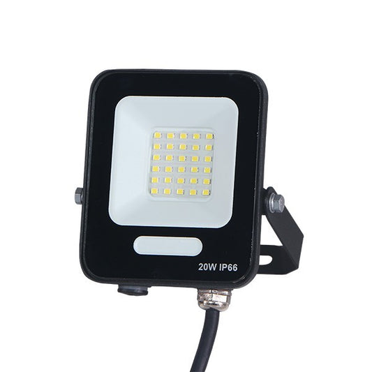 ΠΡΟΒΟΛΕΑΣ LED 20W SMD ΜΑΥΡΟΣ IP66 4000K PLUS 60cm ΚΑΛΩΔΙΟ