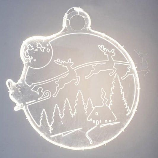 ΕΠΑΓΓΕΛΜΑΤΙΚΟ ΣΧΕΔΙΟ ΚΡΕΜΑΣΤΟ ΜΕ PLEXI GLASS, ΧΡΙΣΤΟΥΓΕΝΝΙΑΤΙΚΗ ΣΚΗΝΗ, ΘΕΡΜΗ ΛΕΥΚΗ ΤΑΙΝΙΑ LED, 48x2x63cm, IP65