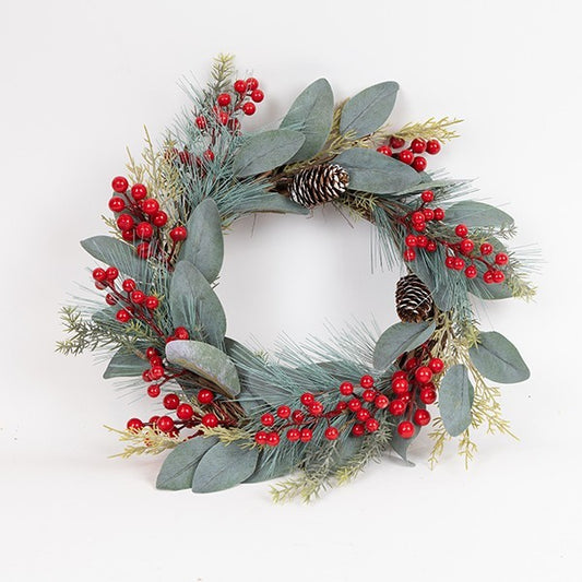 ΣΤΕΦΑΝΙ ΜΕ ΛΕΥΚΑ ΠΕΡΛΕ BERRIES, 48cm
