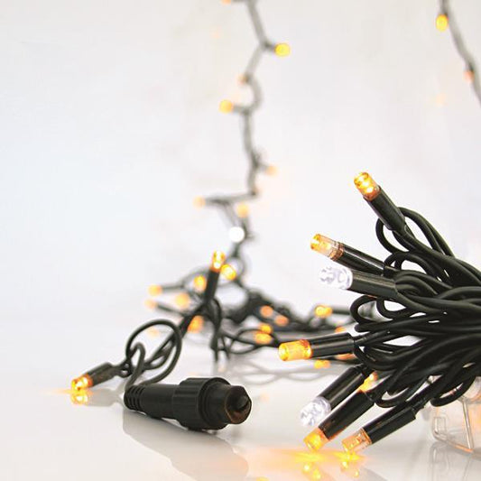 ΣΕΙΡΑ, 100 LED 5mm, 230V, 3 ΕΠΕΚΤΑΣΕΙΣ ΕΩΣ 9 ΣΕΤ, 90 ΘΕΡΜΑ ΛΕΥΚΑ LED KAI 10 ΛΕΥΚΑ FLASH LED ANA 10cm, ΠΡΑΣΙΝΟ ΚΑΟΥΤΣΟΥΚ ΚΑΛΩΔΙΟ, ΠΡΟΕΚΤΑΣΗ ΠΑΡΟΧΗΣ 1.5m, ΙΡ65