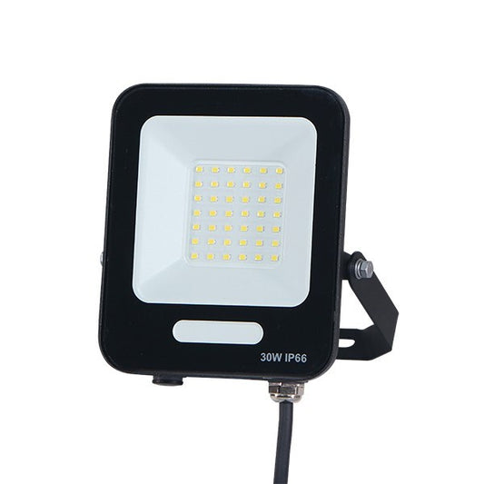 ΠΡΟΒΟΛΕΑΣ LED 30W SMD ΜΑΥΡΟΣ IP66 4000K PLUS 60cm ΚΑΛΩΔΙΟ